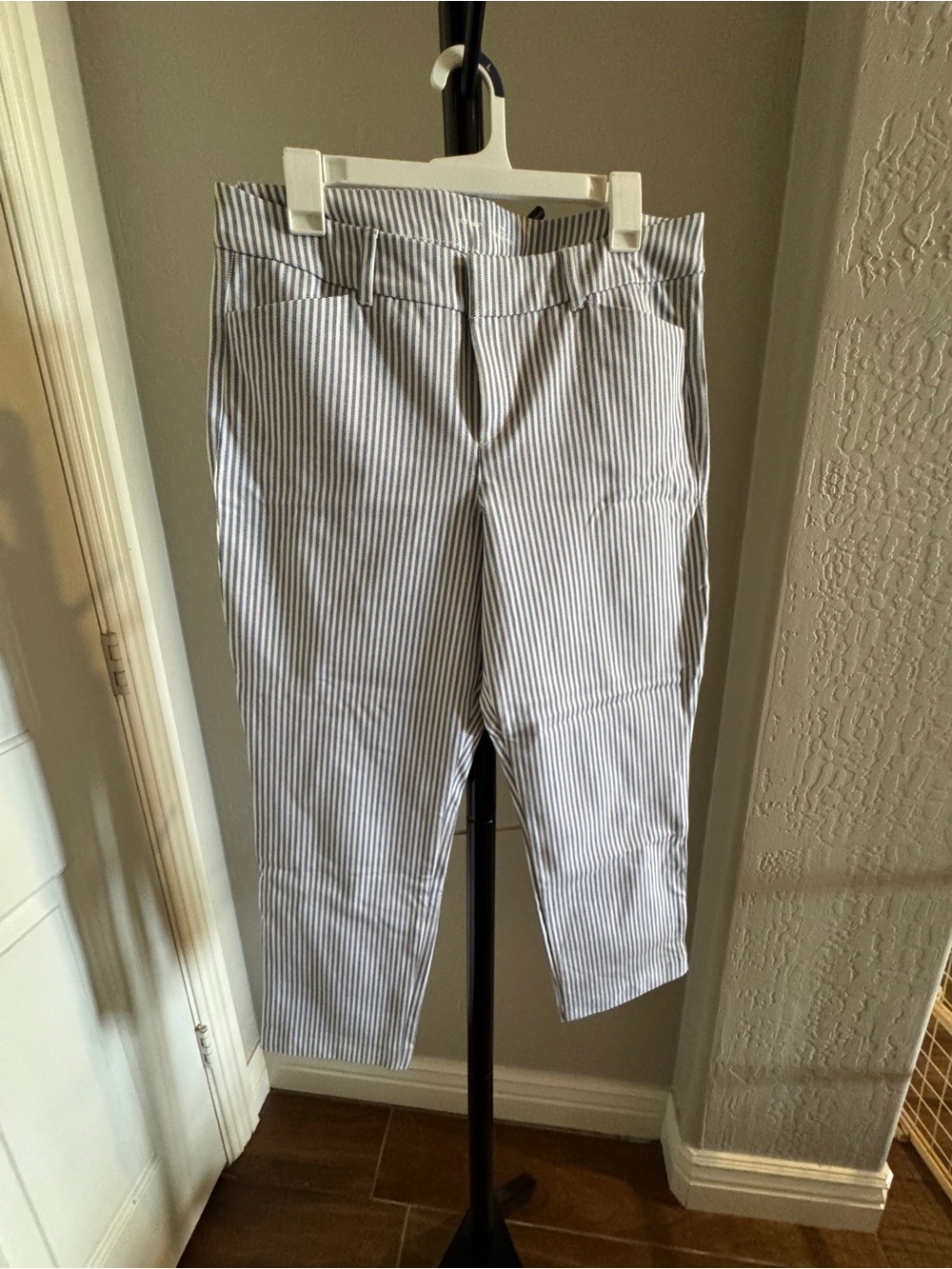 Old Navy Women’s Cropped Striped Ankle Pants - Blue & White